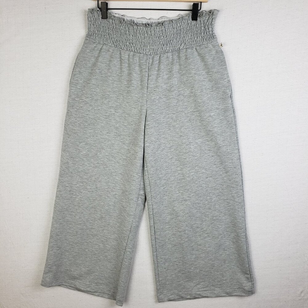 Jessica Simpson Wide Leg Sweatpants Cropped Sweats Pants Stretch Gray size XL